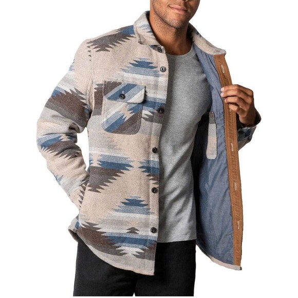 Jachs Men’s XXL Patterned Wool Blend Heavyweight Shirt Jacket Fully Lined Button